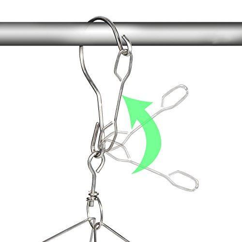 Mobivy Metal Clothespins, Stainless Steel Clothes Drying Rack, Hats Rack, Portable Metal Hanger, Great for Quick Hand Wash of Delicates