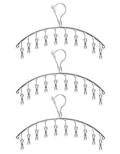 Mobivy Stainless Steel Laundry Drying Rack Clothes Hanger with Clips For Drying Socks,Drying Towels, Diapers, Bras, Baby Clothes,Underwear, Socks Gloves