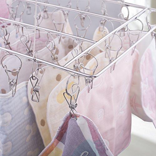 Mobivy Metal Clothespins, Stainless Steel Clothes Drying Rack, Hats Rack, Portable Metal Hanger, Great for Quick Hand Wash of Delicates