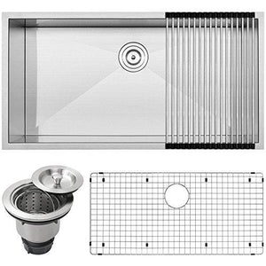 36" Ticor S3700 Pacific Series 16-Gauge Undermount Stainless Steel Single Bowl Zero Radius Square Kitchen Sink with Accessories