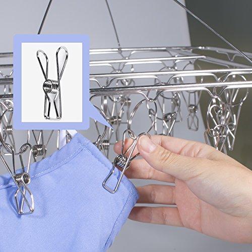 Mobivy Metal Clothespins, Stainless Steel Clothes Drying Rack, Hats Rack, Portable Metal Hanger, Great for Quick Hand Wash of Delicates