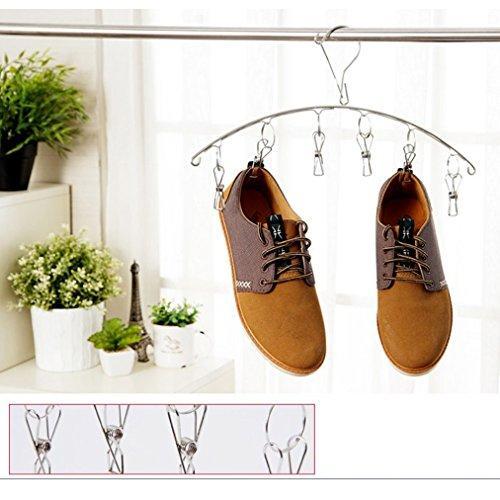 Mobivy Stainless Steel Laundry Drying Rack Clothes Hanger with Clips For Drying Socks,Drying Towels, Diapers, Bras, Baby Clothes,Underwear, Socks Gloves