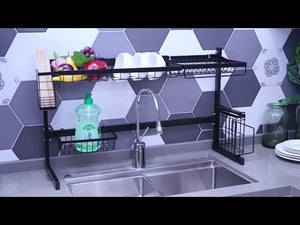Organize your kitchen stuff and save space! Shop Veckle over the sink dish drying rack now: