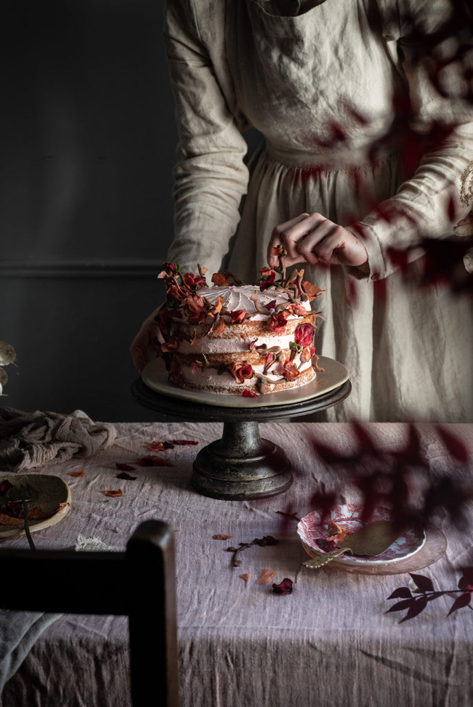 Beetroot cake with candied beetroot roses