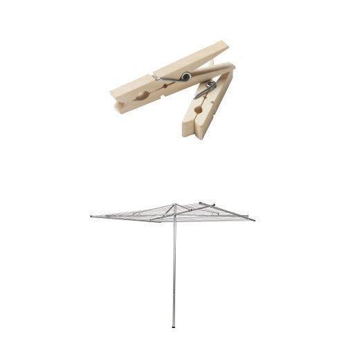 Household Essentials Rotary Outdoor Parallel Drying Rack Bundle | Aluminum | Includes 96 ct Clothespins