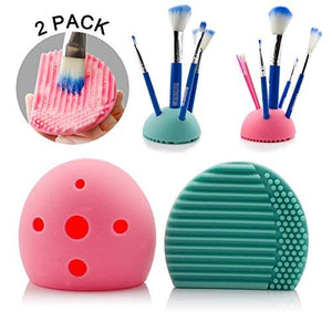 2 Pcs Cleaning Makeup Brush Holder,Makeup Organizer,Egg Cleaner Holder Silicone Washing Brush Scrubber Board Cosmetic Clean Tools