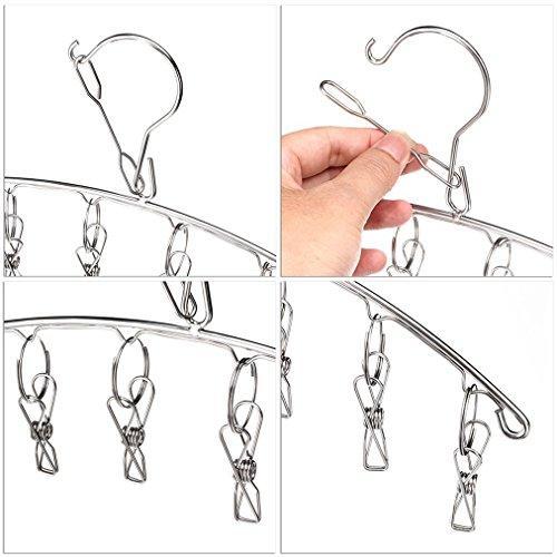 Mobivy Stainless Steel Laundry Drying Rack Clothes Hanger with Clips For Drying Socks,Drying Towels, Diapers, Bras, Baby Clothes,Underwear, Socks Gloves