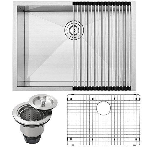 26" Ticor S3670 Pacific Series 16-Gauge Undermount Stainless Steel Single Bowl Zero Radius Square Kitchen Sink with Accessories