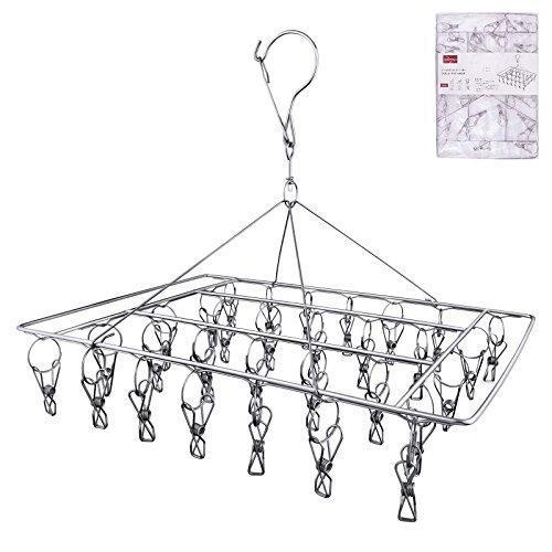 Rosefray 30 Clips Metal Clothespins, Stainless Steel Clothes Drying Rack, Hats Rack, Portable Metal Hanger, Great for Quick Hand Wash of Delicates