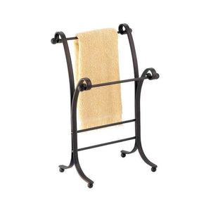InterDesign York Metal Free-Standing Hand Towel Drying Rack for Master, Guest, Kids' Bathroom, Laundry Room, Kitchen, Holds Two, 9" x 5.5" x 13.5", Bronze