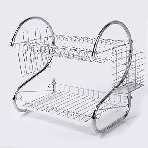 2 Tiers Kitchen Dish Cup Drying Rack Holder Organizer Drainer Dryer Tray Cutlery By General