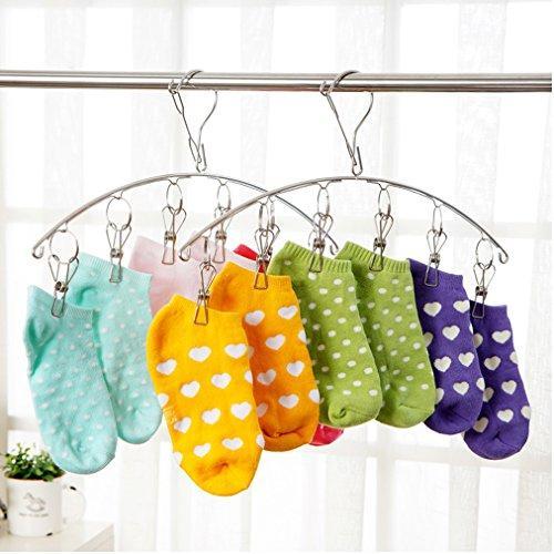 Mobivy Stainless Steel Laundry Drying Rack Clothes Hanger with Clips For Drying Socks,Drying Towels, Diapers, Bras, Baby Clothes,Underwear, Socks Gloves