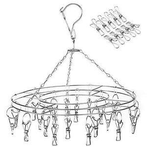 Amagoing Hanging Drying Rack Laundry Drip Hanger with 20 Clips and 10 Replacement for Drying Socks, Baby Clothes, Bras, Towel, Underwear, Hat, Scarf, Pants, Gloves