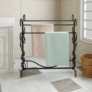 HOMERECOMMEND Free Standing Towel Rack 3 Bars Drying Rack Metal Organizer for Bath Hand Towels Outdoor Beach Towels Washcloths Laundry Rooms Balconies Bathroom Accessories