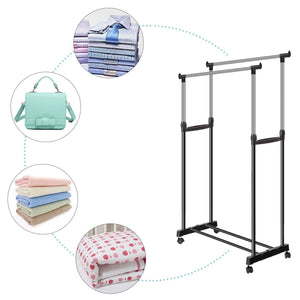 Bluefringe Drying Rack Best Houseware Heavy Duty Double Rail Clothes Laundry Cloth Dryer Laundry Rack For Jacket,Dress,Towels,Shirts