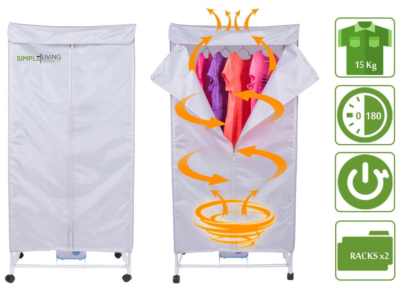 15KG Compact Electric Portable Clothing Dryer - Portable Clothes Dryer Rack Dries Clothing in 30 Minutes. Saves Time, Money and Space. Dries Everything. Use it Anywhere.