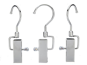 Pro Chef Kitchen Tools Stainless Steel Hanging Swivel Clip Hook - Set of 10 Swiveling Spring Clips with Hooks to Display Hang Boots, Caps, Hats, Laundry Hanger Metal Clothespin Clamps Replacement