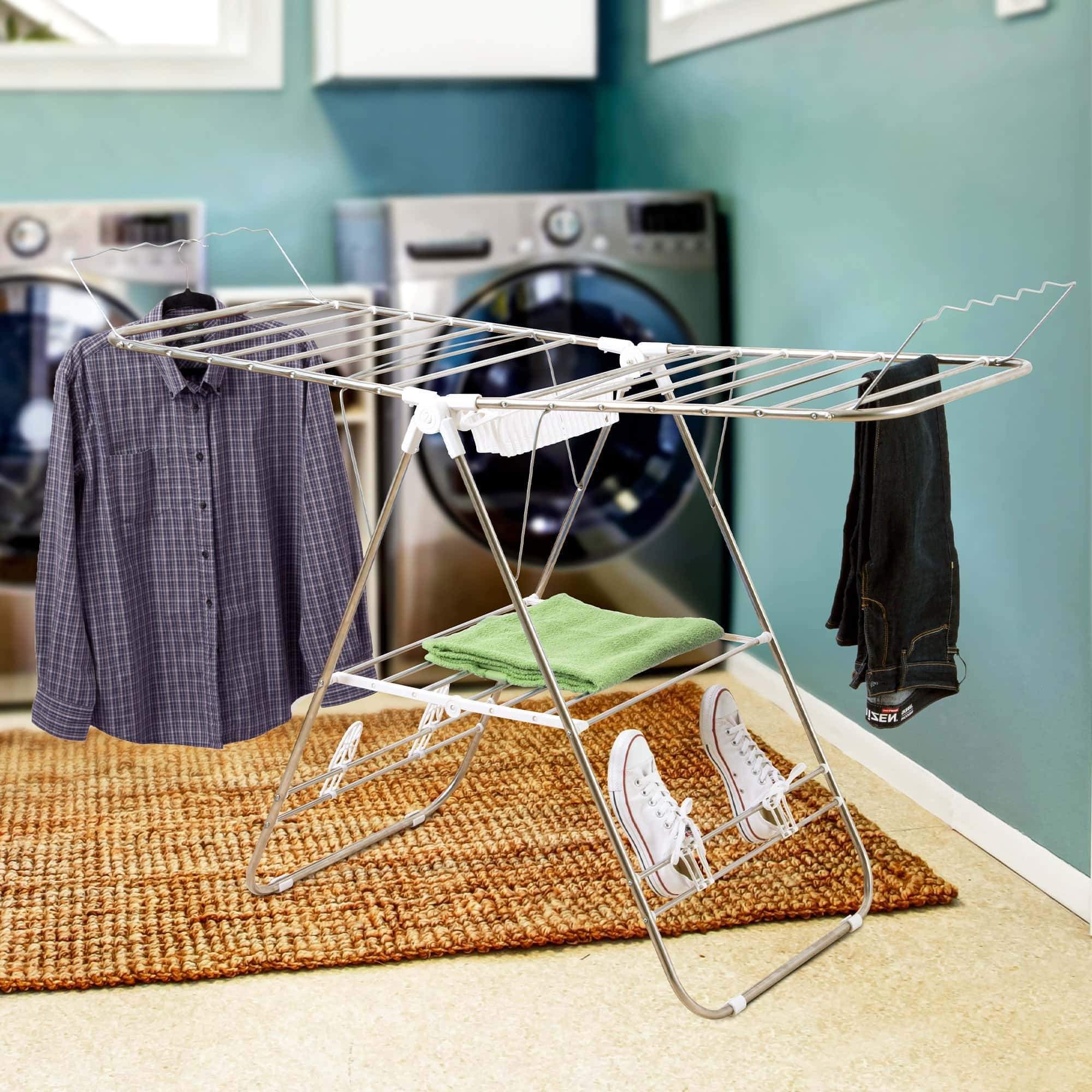 Heavy Duty Laundry Drying Rack- Chrome Steel Clothing Shelf for Indoor and Outdoor Use Best Used for Shirts Pants Towels Shoes by Everyday Home