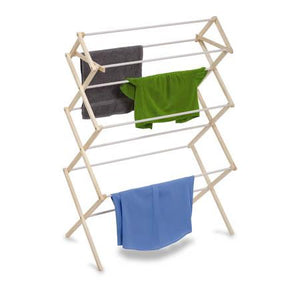 Heavy-Duty Collapsible Clothes Drying Rack, White/Natural
