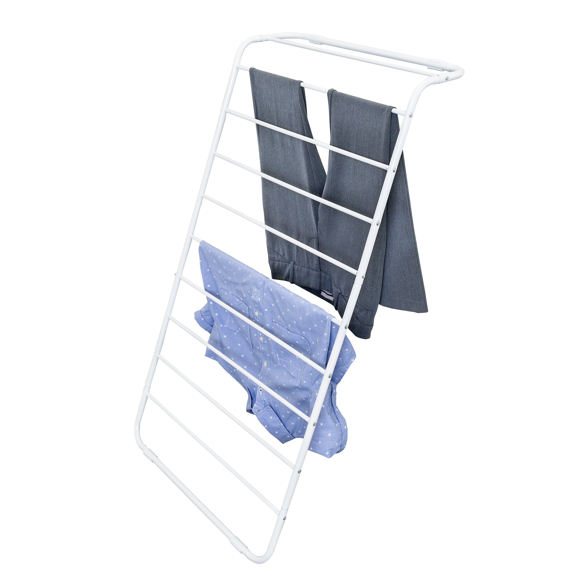 Leaning Clothes Drying Rack, White