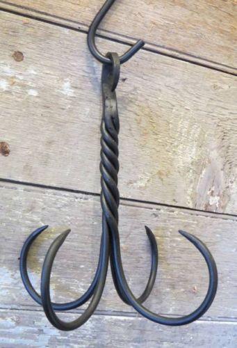 WROUGHT IRON HERB HOOK Primitive Hand Forged Hanging Drying Rack