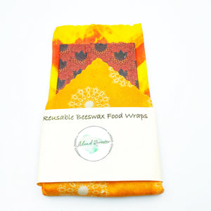 Island Reveries Reusable Beeswax Food Wraps, Yellow, Red and Orange