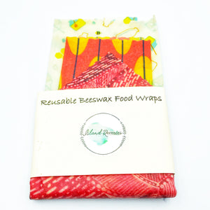 Island Reveries Reusable Beeswax Food Wraps, Cream, Red and Orange