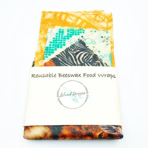 Island Reveries Reusable Beeswax Food Wraps, Orange, Green and Animal
