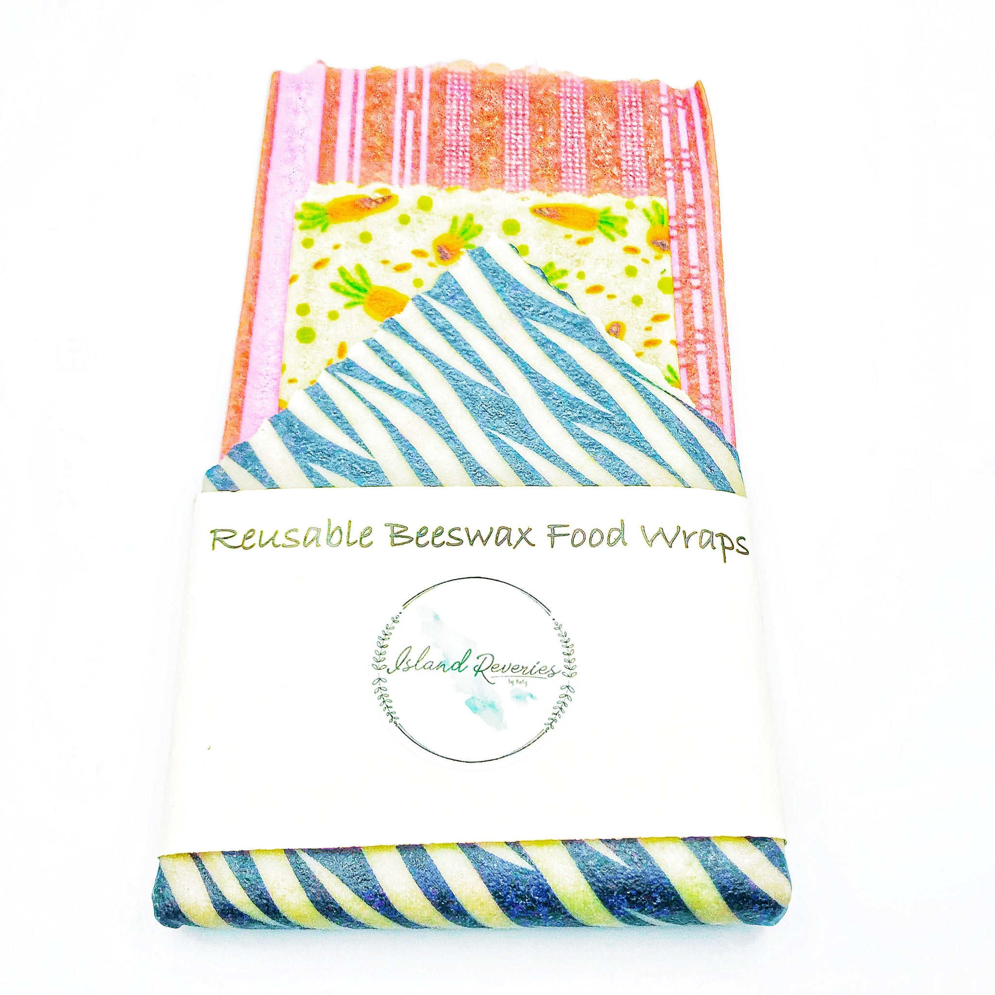 Island Reveries Reusable Beeswax Food Wraps, Red, Cream, Black