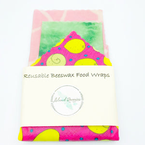 Island Reveries Reusable Beeswax Food Wraps , Pink, Green, Yellow