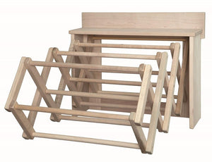 DRYING RACK WALL UNIT - Amish Handmade Folding 20" Dowel Maple Wood Clothes Laundry Hanger