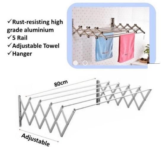 Retractable Clothes Drying Rack 5x100CMS