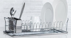 Diamond Metal Dish Drying Rack For Home Use with Cutlery Holder