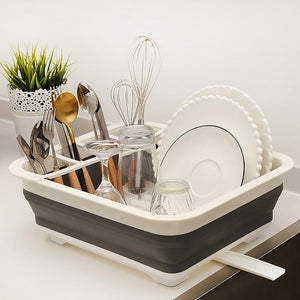 Foldable Dish Rack Kitchen Storage Holder Drainer Bowl Tableware Plate Portable Drying Rack