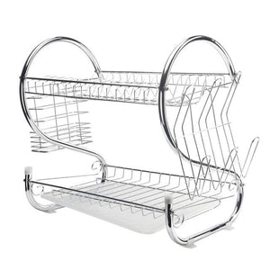 2 Tiers Dish Drying Rack Holder Basket Plated Iron Home Washing Great Kitchen Sink Dish Drainer Drying Rack Organizer