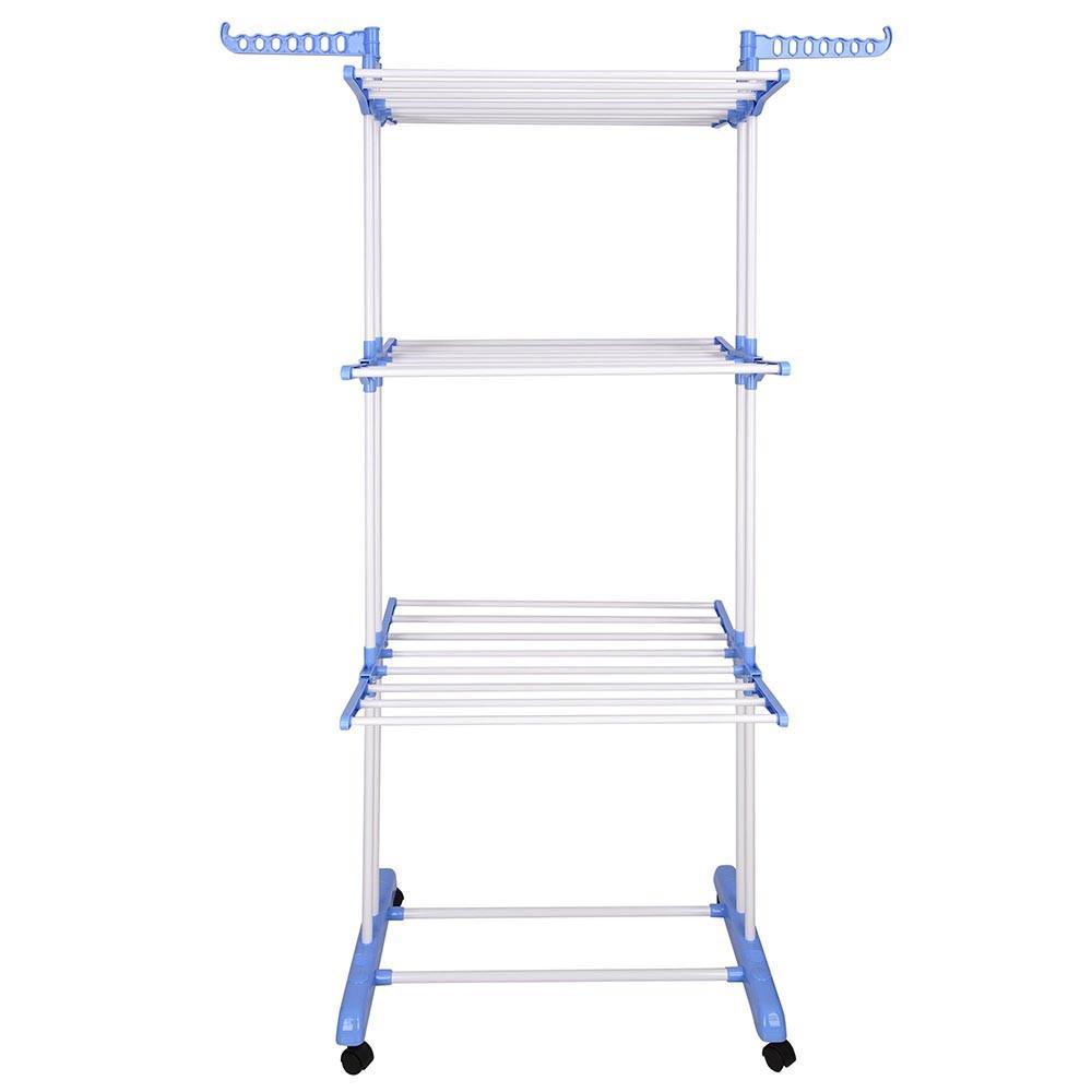 Yescom Laundry Folding Clothes Dryer Rack 3 Tiers w/ Casters White